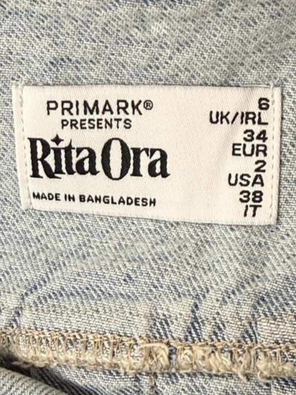 Primark Rita Ora Light Wash Denim 100% Cotton Mini Skirt - Picture 2 of 4
